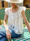 Sydney Vacation Square Neck Crochet Embroidered Top